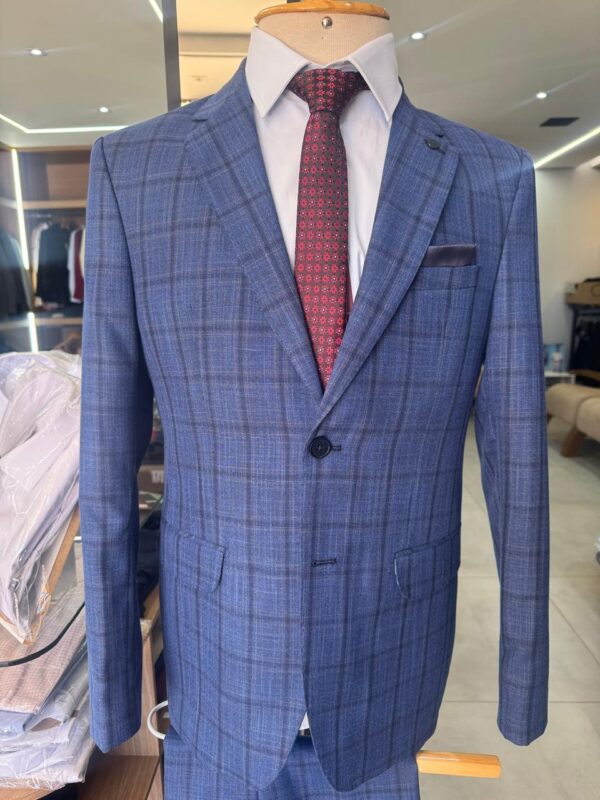 Blazer Masculino Xadrez Azul, Alfaiataria Moderna e Sofisticação
