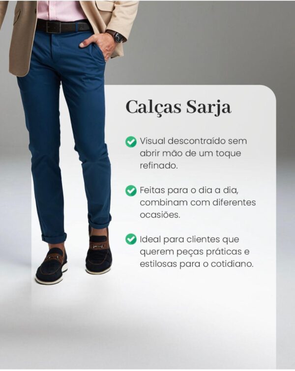 Calça Masculina de Sarja Azul Slim Fit